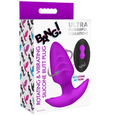 XR Brands Rotating and Vibrating Silicone Butt Plug With Remote Purple Butt Plugs
